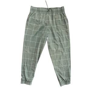 Albion Women's Green Plaid Jetsetter Drawstring Jogger Pant Size Medium Size XXL